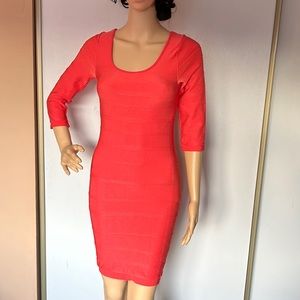 Bright coral bodycon dress women’s size Medium/Large